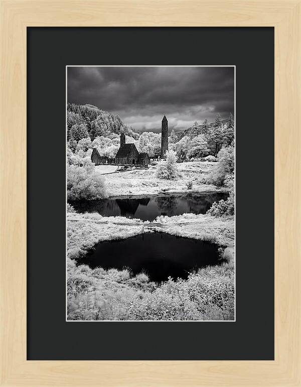 Glendalough Monastic Site In Black And White