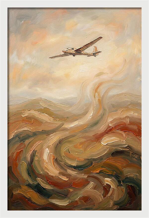 Glider Plane Soaring Through Thermals