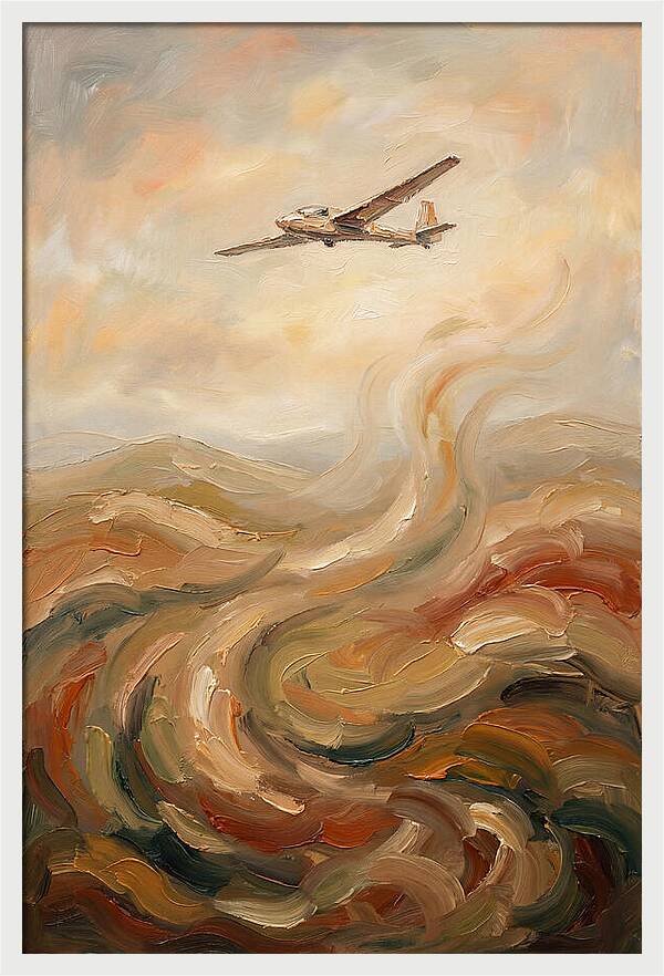 Glider Plane Soaring Through Thermals