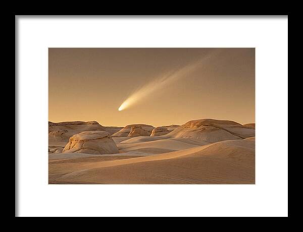 Glowing Comet Over Desert Dunes