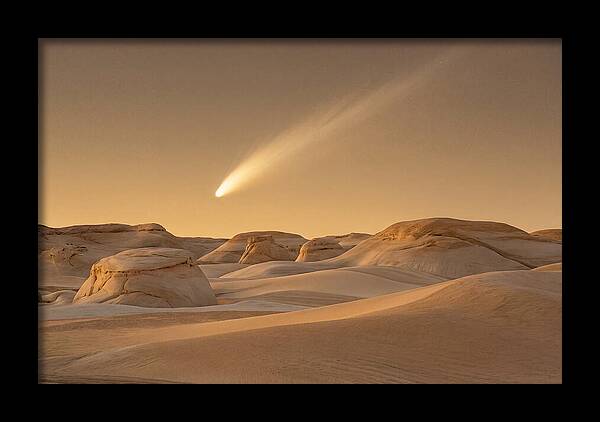 Glowing Comet Over Desert Dunes