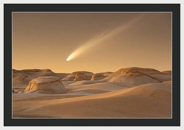 Glowing Comet Over Desert Dunes