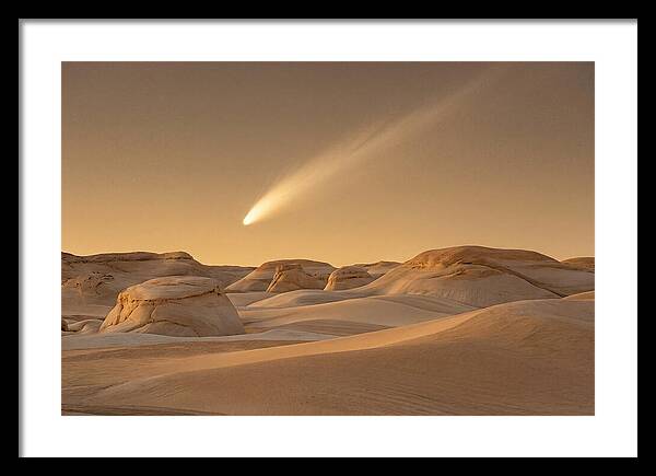 Glowing Comet Over Desert Dunes