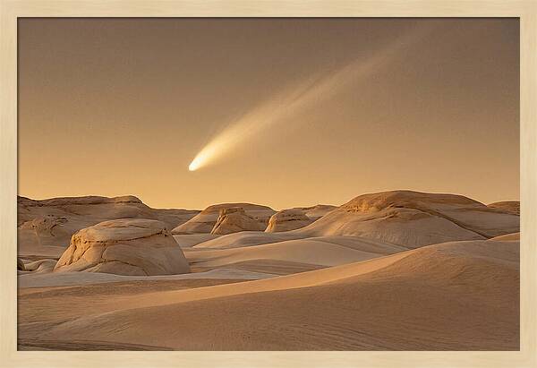 Glowing Comet Over Desert Dunes