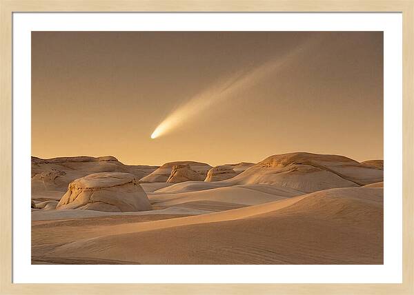 Glowing Comet Over Desert Dunes