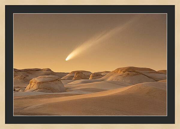 Glowing Comet Over Desert Dunes
