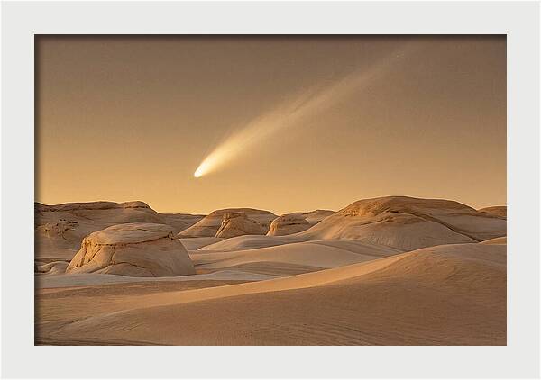 Glowing Comet Over Desert Dunes