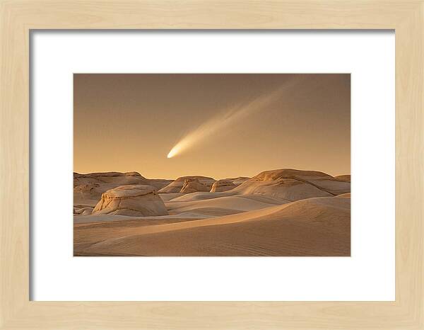 Glowing Comet Over Desert Dunes