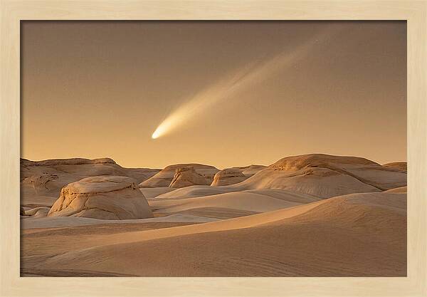 Glowing Comet Over Desert Dunes