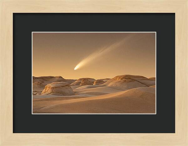 Glowing Comet Over Desert Dunes