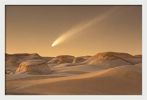 Glowing Comet Over Desert Dunes