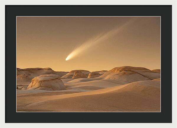 Glowing Comet Over Desert Dunes
