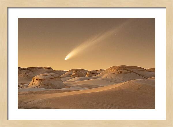 Glowing Comet Over Desert Dunes