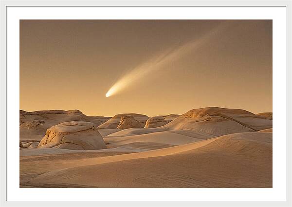 Glowing Comet Over Desert Dunes