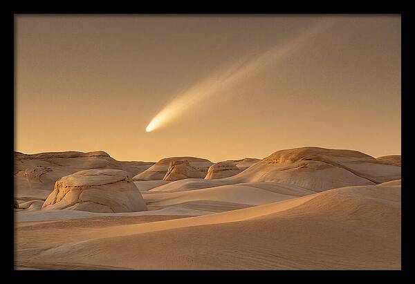 Glowing Comet Over Desert Dunes