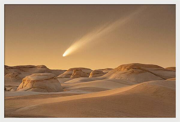 Glowing Comet Over Desert Dunes