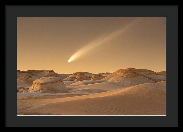 Glowing Comet Over Desert Dunes