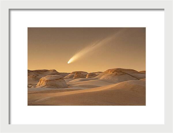Glowing Comet Over Desert Dunes