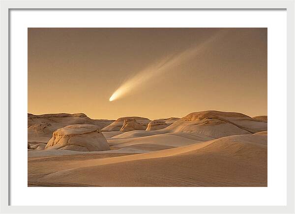 Glowing Comet Over Desert Dunes