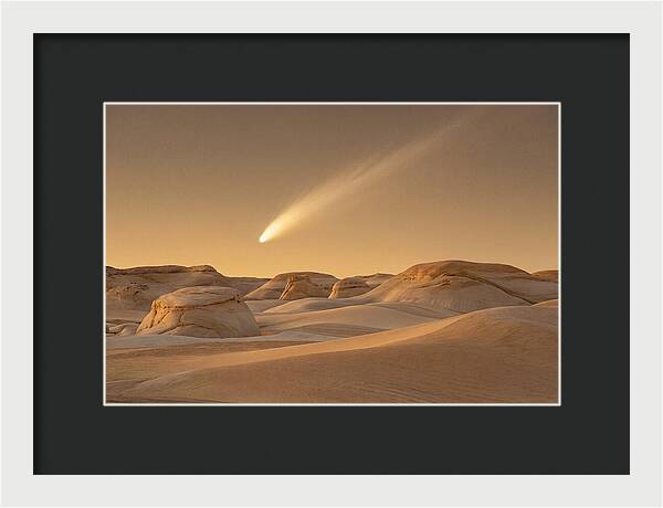 Glowing Comet Over Desert Dunes