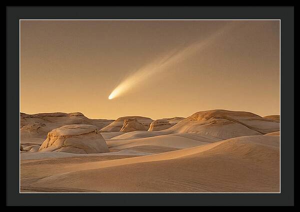 Glowing Comet Over Desert Dunes