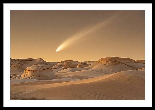 Glowing Comet Over Desert Dunes
