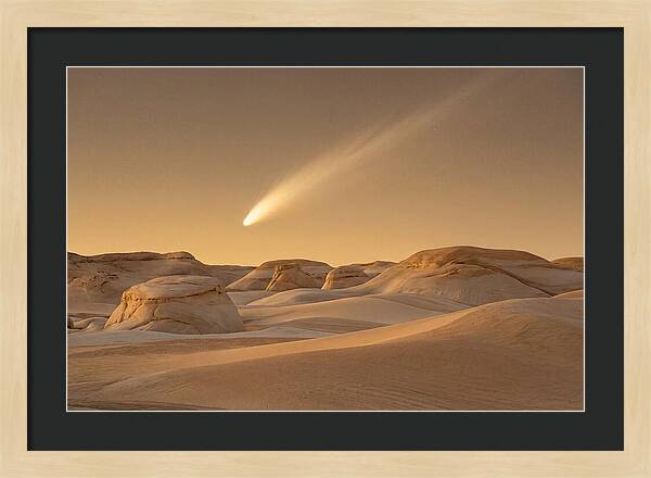 Glowing Comet Over Desert Dunes