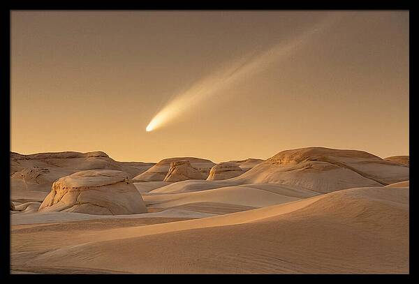 Glowing Comet Over Desert Dunes