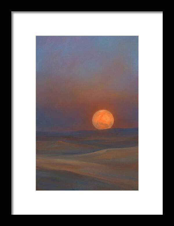 Glowing Orange Mars Above Dunes