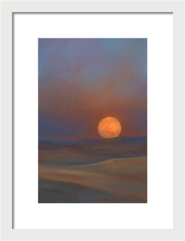 Glowing Orange Mars Above Dunes