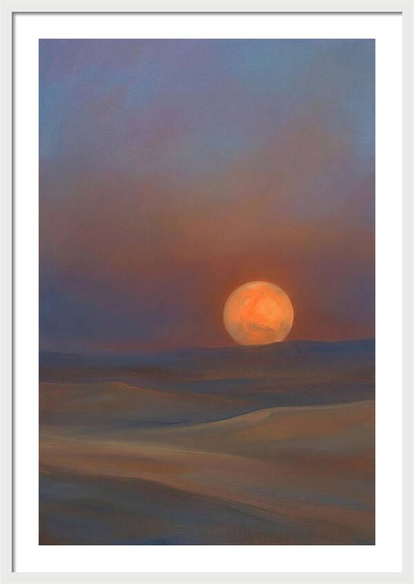 Glowing Orange Mars Above Dunes