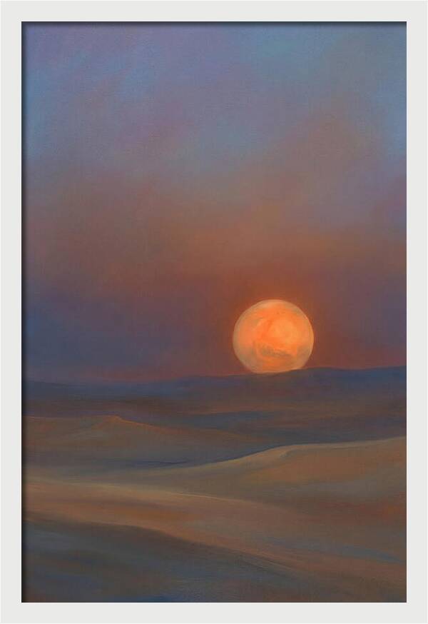 Glowing Orange Mars Above Dunes