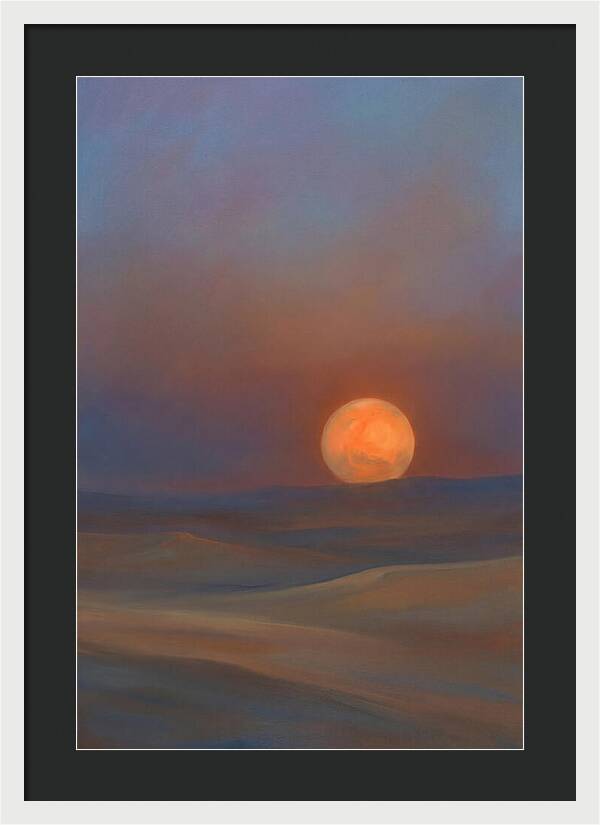 Glowing Orange Mars Above Dunes