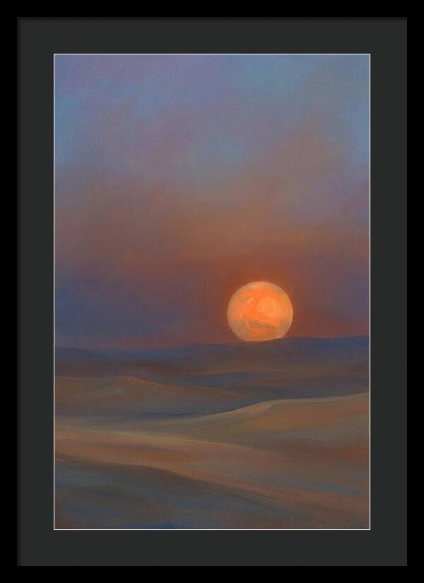 Glowing Orange Mars Above Dunes