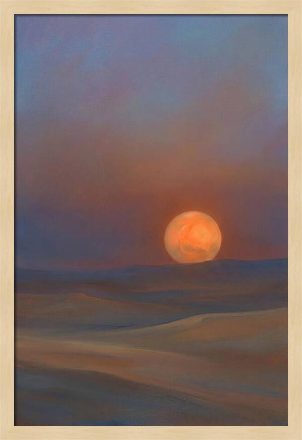 Glowing Orange Mars Above Dunes