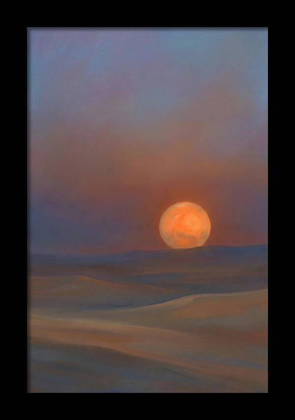 Glowing Orange Mars Above Dunes