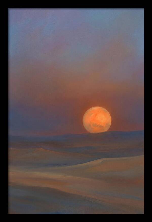 Glowing Orange Mars Above Dunes