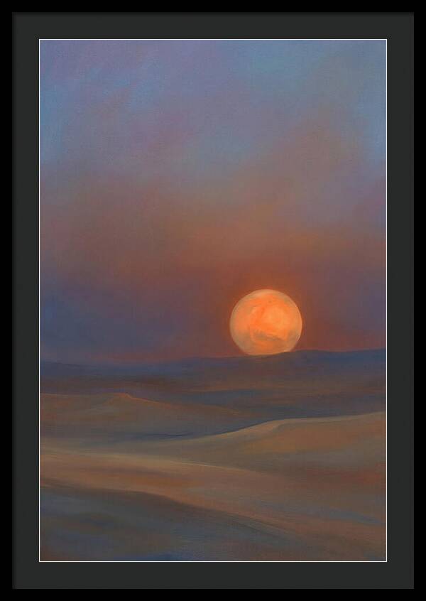 Glowing Orange Mars Above Dunes