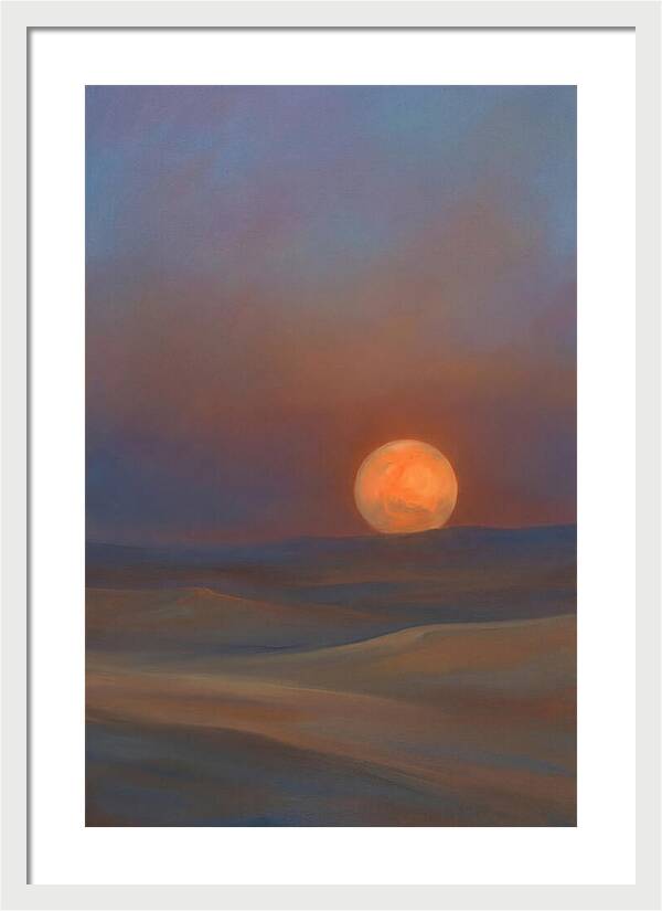 Glowing Orange Mars Above Dunes