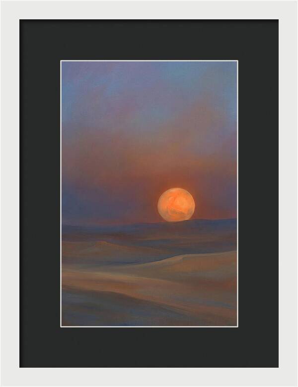 Glowing Orange Mars Above Dunes