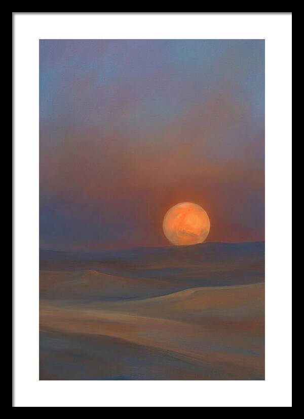 Glowing Orange Mars Above Dunes