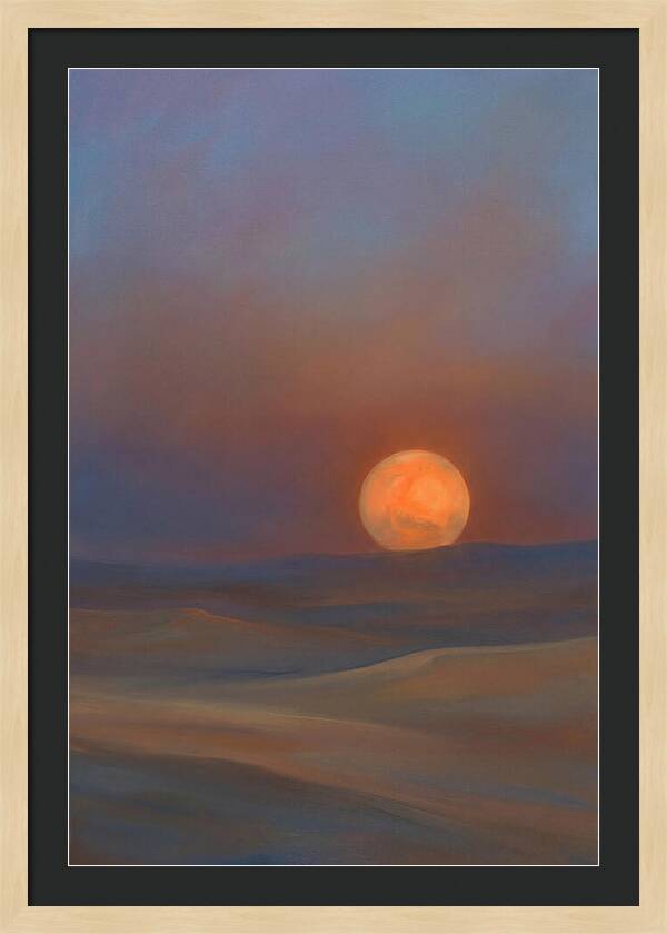Glowing Orange Mars Above Dunes