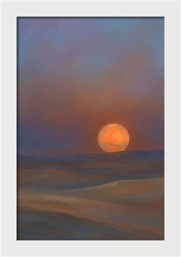 Glowing Orange Mars Above Dunes