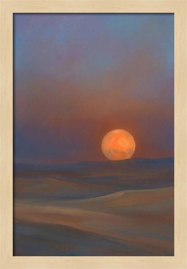 Glowing Orange Mars Above Dunes