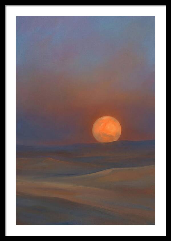 Glowing Orange Mars Above Dunes