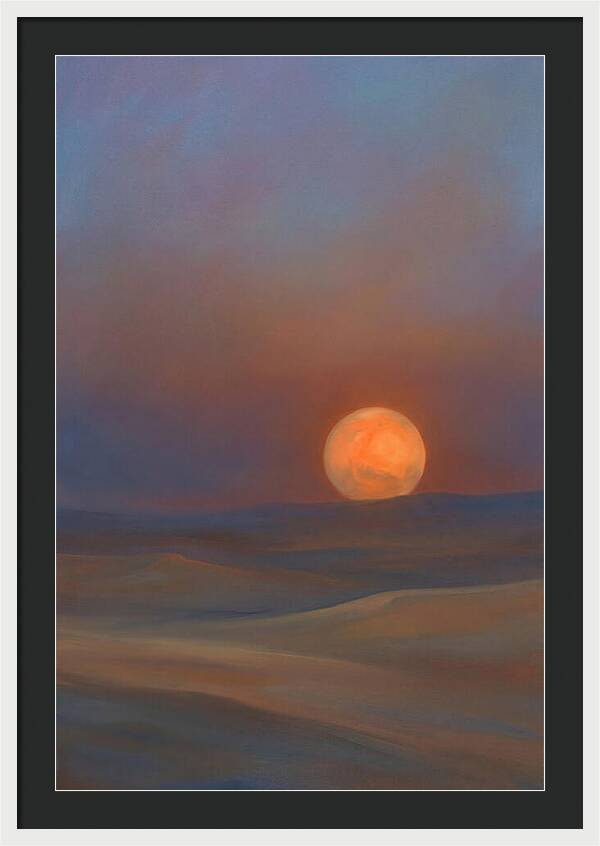 Glowing Orange Mars Above Dunes