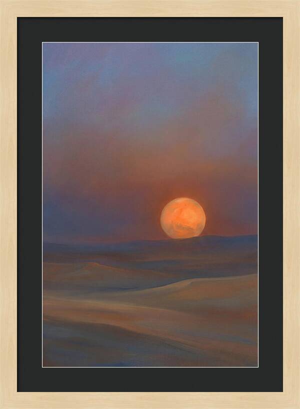 Glowing Orange Mars Above Dunes