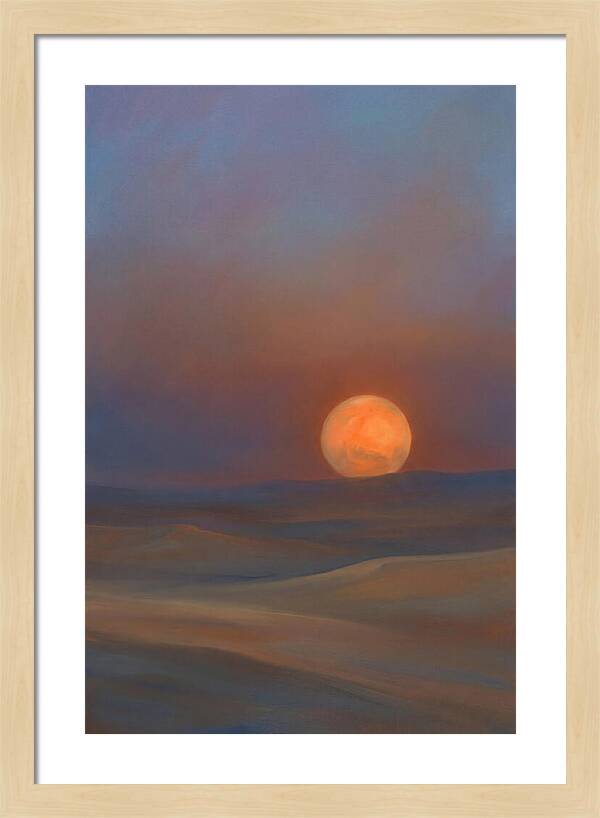Glowing Orange Mars Above Dunes