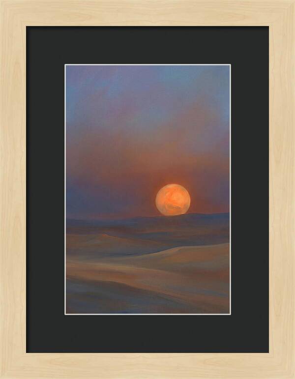 Glowing Orange Mars Above Dunes