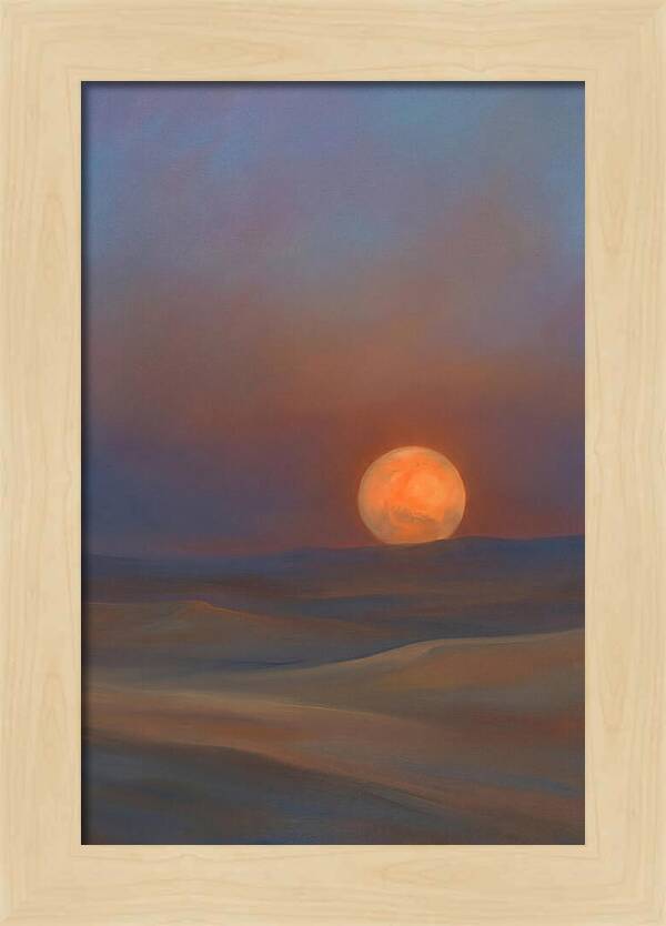 Glowing Orange Mars Above Dunes